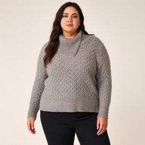 Retrology Asymmetrical Collar Knit Sweater 3X